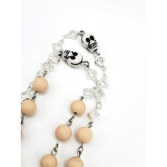 Handmade Natural Fossil Stone Bead Santa Muerte Rosary Holy Death Amulet Devotee - Picture 8 of 12